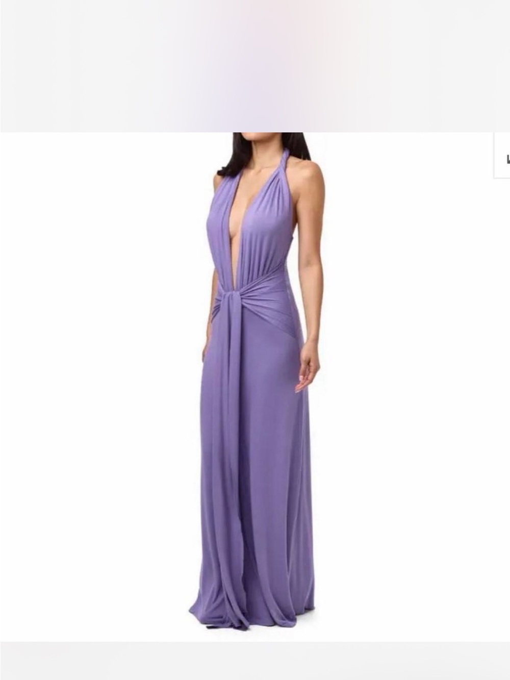 naked wardrobe Lavender Halter Knot-Front Maxi Dress